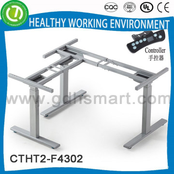 Height adjust float desk set & L-shaped adjuster for desk frame